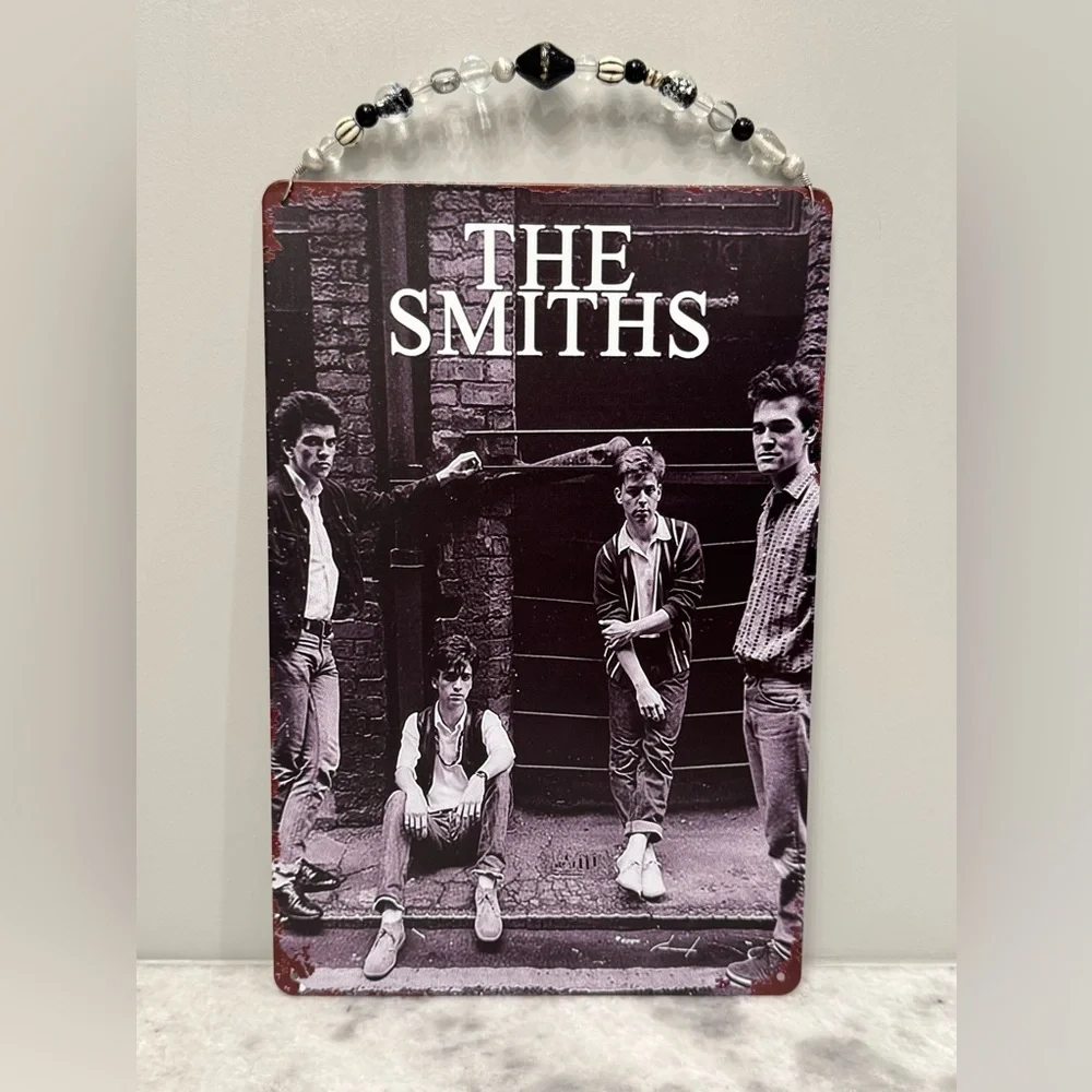 New The Smiths Band 80s Inspired Metal Wall Sign w/ Beaded Hanger - 8” x 12”